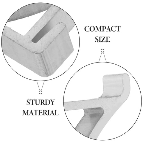 Detailed view of heavy duty aluminum refrigerator shelf support clips, compact size and sturdy material, 10 Pack Aluminum Refrigerator Shelf Support Clips Heavy Duty Freezer Brackets Commercial Cooler Replacement Hardware Lock Tight Fit And Rock Solid Dependable Hold.