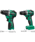 Boss Grade Brushless Cordless Drill Driver With Quick Swap Metal Keyless Chuck, showcasing dimensions and ergonomic design for home fixes.