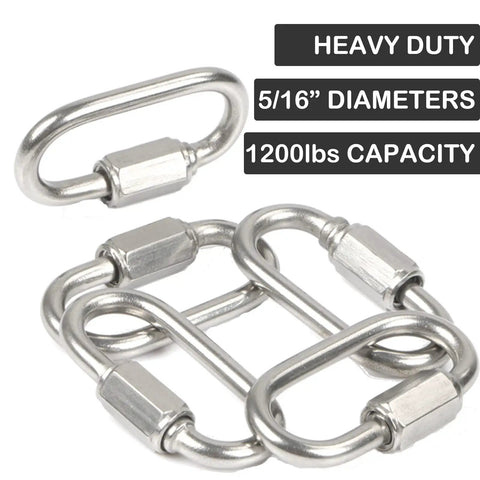 Beefy 30 Pack Quick Link Chain Five Sixteenth Inch Locking Carabiner Links For Porch Swing Hammock And Shade Sail 1200 Lbs Capacity