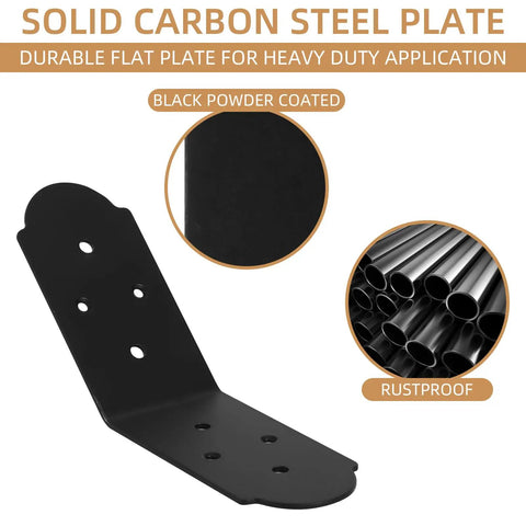 Heavy Duty Inside Mount 135 Degree Angle Bracket for Wood Post and Beam Projects 6x5x3 Inch Carbon Steel with Black Powder Coat Built Tough For Desks Pergolas Gazebos and DIY Kits Two Pack