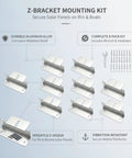 Flat Solar Panel Mounting Kit With Z Bracket Aluminum Hardware For Mobile And Marine Use Eight Pack Includes Wrench