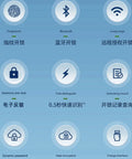 Icons representing features of Smooth Keyless Entry Deadbolt With Smart Fingerprint Reader And Electronic Keypad Bluetooth App Control.