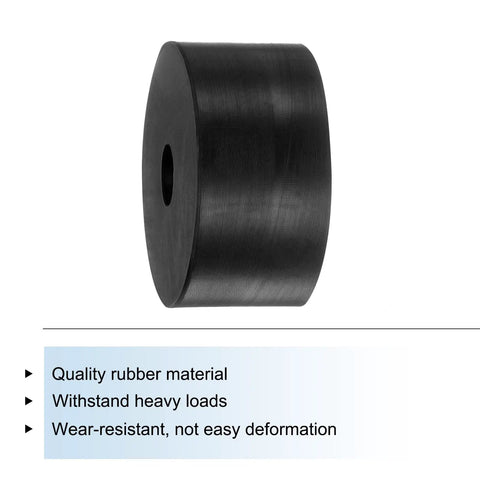 4 Pack Heavy Duty Rubber Spacers 2 Inch O D Half Inch I D 1 Inch Thick Anti Vibration Bushings with a smooth black finish.