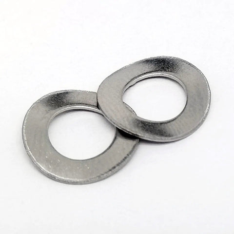 M6 304 Stainless Steel Wave Spring Lock Washers And Gasket Assortment Kit featuring two wave spring washers viewed from above.
