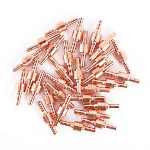 Copper electrodes from Plasma Cutting Consumables Kit 100Pcs Includes Shield Cups Nozzles Swirl Baffles Electrodes For PT31 Cutter