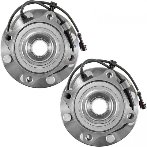 Solid Front Wheel Hub And Bearing Assembly 2 Piece Kit For Left Driver And Right Passenger Side Featuring Heavy Duty Tapered Rollers showing two hubs.