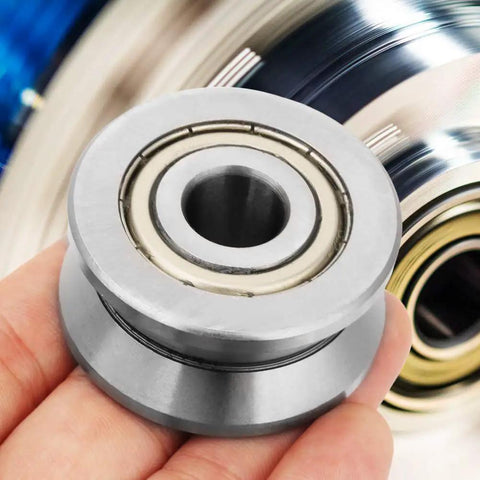 LV201ZZ V Groove Ball Bearing 12X41X20mm Sealed Guide Rail Component in hand with pro grade waterproof seal and smooth glide.