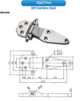 Rock Solid Heavy Duty Load Bearing Hinge 152 X 77 mm Premium Steel Cabinet Gate Door Mount Bracket side view with measurements