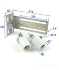 Rock Solid Heavy Duty Sliding Gate Upper Guide Rollers With Reinforced Mounting Bracket Featuring Smooth Nylon Door Wheels That Glide Like Butter On Outdoor Tracks, stainless steel bracket with nylon wheels.