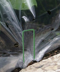 U Shaped Galvanized Steel Ground Pins Garden Stakes And Staples For Landscape Netting And Ground Sheets Heavy Duty Pegs 6 Inch 40 Pack Green Yard Workhorse installed in ground through plastic sheet.