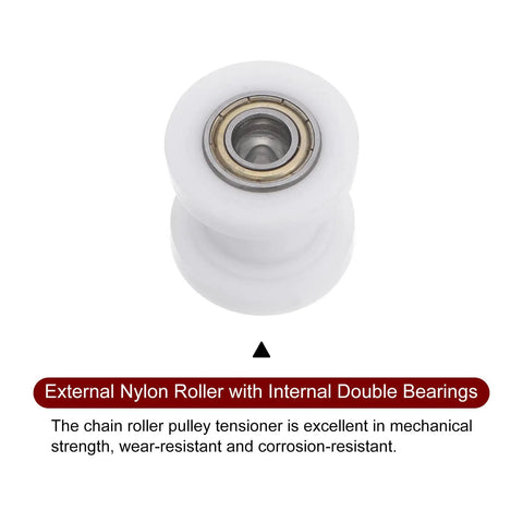 Heavy Duty Nylon Chain Roller Pulley Tensioner Groove Guide Wheel Slider For Mini Motorcycle Dirt Bike Atv Go Kart White with double bearings.