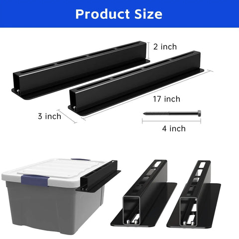 Six Pack Overhead Storage Rack For Garage Ceilings, dimensions and fitting details with a heavy-duty bolt for installation