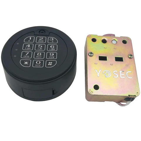 Tough As Nails Electronic Gun Safe Lock With Digital Keypad Time Delay Mode And Dual Control Master Code Access For Secure Heavy Duty Stash Box Storage, black keypad and metallic module.