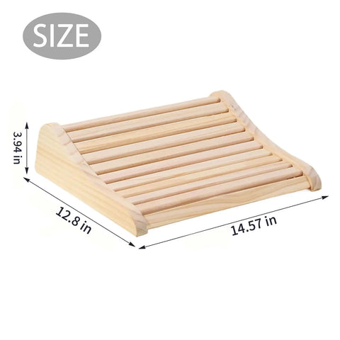 Upgraded Handcrafted Hemlock Wood Sauna Pillow For Head Neck And Shoulder Support Curved Ergonomic Design, dimensions 12.8x14.57x3.94 inches.