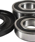 Get Your Washer Swinging Again Premium Front Load Bearing And Seal Kit Replaces WH45X10071 includes three bearings and one seal.