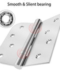 Heavy Duty Ball Bearing Door Hinges Four Inch Stainless Steel Brushed Nickel Finish showing smooth gliding mechanism and bearing.