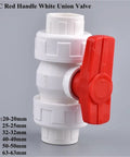 15 Piece Hose Connector Kit With Double Union Ball Valve For Garden Watering And Irrigation Systems Water Pipe Fittings Inner Diameter 63mm Durable Leakproof Quick Connect Design, PVC union valve with red handle, 63mm