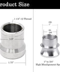 High misalignment spacer for Badass 1.25 Inch Chromoly Rod End Heim Joint Kit showing 1 1/4"-12 thread and dimensions.