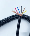 Top Shelf 6 Core 0.5Mm Polyurethane Retractable Coil Spring Wire featuring color-coded conductors and a black coiled jacket.
