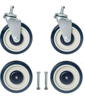 Shopping Cart Wheels Replacement Set 5 Inch TPU Casters For Retail Stores And Supermarkets, 4 Pack With Locking Nuts And Bolts