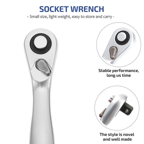 Quarter Inch Ratchet Socket Wrench With Quick Grip For Easy Bolt Fastening And Smooth Auto Repair Work This Nifty Spanner Yields Heavy Duty Torque Plus Slim Fit.