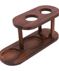 Professional Grade Solid Wood Pour Over Coffee Station Featuring Rock Solid Dripper Platform And Preferred Kettle Rest side view on table