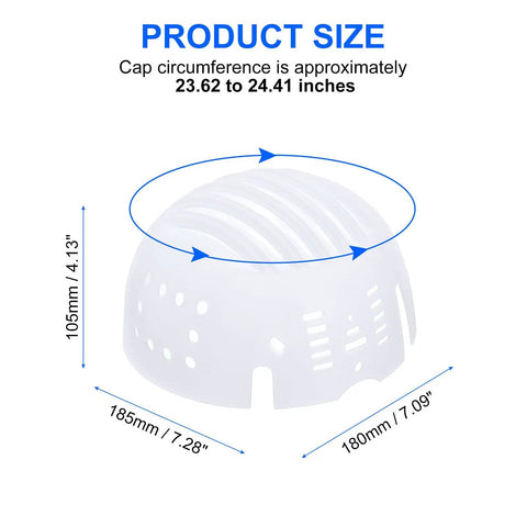 4 Pack PE Lined Bump Cap Inserts, Lightweight Universal Head Protection, White, Fits 58 to 62 cm Heads, Baseball Style Hard Hat Liners For Construction, DIY And Industrial Use dimensions and size guide
