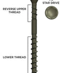 Rugged Edge Deck Screws With Hidden Fastener System detailed view showing trim head, threads, and rake tip features.