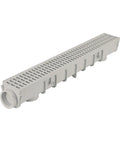 5.5 In Deep Profile Channel Drain Kit With HDPE Grates And End Caps For Driveways, Patios, Pool Decks And Courtyards, Trench And Channel Drainage System, 39.4 In Long, Gray, Includes End Caps