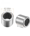 BH812 Needle Roller Bearing Full Complement Drawn Cup Open Half Inch ID Three Quarter Inch OD Three Quarter Inch Width 2 Pack