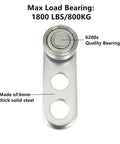 Two Wheel Silent Trolley Assembly Rollers for 1-5-8 Inch Wide and Taller Strut Channel, heavy-duty steel with deep groove bearings