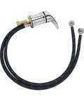Commercial Grade Barbershop Shampoo Basin Faucet Mixing Valve with sleek chrome finish and braided flex hoses for salon use.