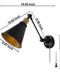 Vintage Industrial Wall Sconce Light Set of Two With Adjustable Swing Arm in Bronze Finish Plug In or Hardwire Ready