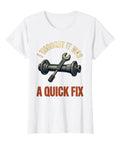 I Thought It Was A Quick Fix Steering Rack And Detached Tie Rod Shop Grind Humor Graphic Tee For Grease Monkeys And Gearhead Queens Premium Cotton Blend Crewneck front view with wrench design.