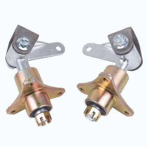 6 Inch Wheel Knuckle Spindle Kit For DIY ATV UTV Go Kart Golf Cart Buggy Quad Moped Dune Drift Trike Tricycle 4 Wheeler Easy Install Durable Wheel Hub For Off Road Ready, side view of metal spindles.