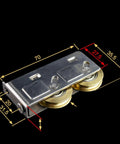 Heavy Duty Sliding Door Wheels That Roll Smooth As Butter, Stainless Steel Double Roller Pulleys For Window Track Hardware, side view with measurements