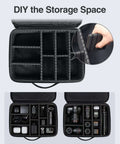 Interior view of Hella Spacious Electronics Travel Case Cable Management Bag Charger Cord Holder Power Bank Sleeve Fits 15 Inch Laptop with adjustable dividers.