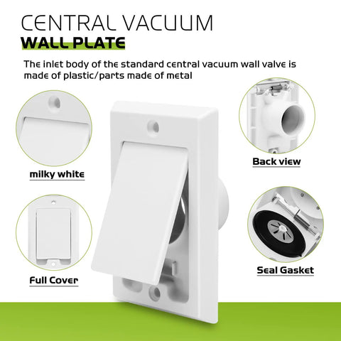 Square Door Low Voltage Central Vacuum Inlet Wall Plate For Nutone Beam VacuFlow Electrolux Systems 4.92H X 3.15W X 1.77D 2 Pack