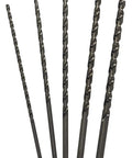 Five Piece Extra Long High Speed Steel Drill Bit Set For Everyday DIY Drilling Includes 1/4 Inch 5/16 Inch 3/8 Inch 7/16 Inch 1/2 Inch 12 Inch
