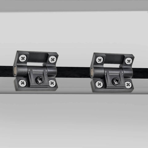 Torque Adjustable Position Control Door Hinge Set 2 Pack With Four Countersunk Holes E6 10 301 20 Series Plastic Black installed view