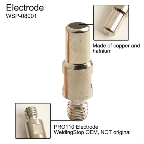 Close-up of electrode from 20 Piece Plasma Cutter Torch Electrodes And Nozzles Set 0.8mm Nozzle For 275I 375I P400DV P300i