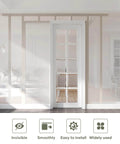 Five Point Three Foot Sliding Pocket Door Hardware Kit For Commercial Grade Aluminum Box Rail Track With Quiet Smooth Rollers And Easy Install Fits Twenty Three To Thirty Two Inch Wide Single Doors installed view