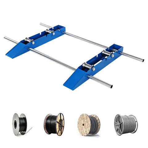 Heavy Duty Cable Drum Roller Stand With Fully Adjustable Frame And Sloped Ramp 3 Ton Capacity for oversized wire reels and easy transport.