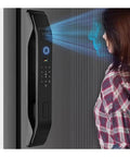 Solid Choice Face Recognition Smart Lock And Biometric Deadbolt For Home Security, sleek design with woman using face scan.