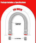 20 inch Heavy Duty Workhorse Industrial Compressor Jumper Hose featuring a corrugated stainless core and dual swivel NPT male ends.