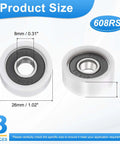 Built Tough Eight Piece Nylon Ball Bearing Guide Pulley Roller Kit Featuring Slick Ultra Smooth 608Rs Sealed Bearings for heavy load, 8mm diameter