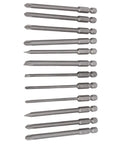 Rock Solid 12Pcs Screwdriver Bit Set With Slot And Cross Bits Made From Tough Alloy Steel S2 For Electric Drill Or Manual Tool Use On Heavy Duty Tasks With Stable Grip And Long Lasting Durability, assorted bits