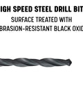 Heavy Duty High Speed Steel Aircraft Extension Drill Bit Five Sixteenth Inch By Six Inch Black Oxide Coated