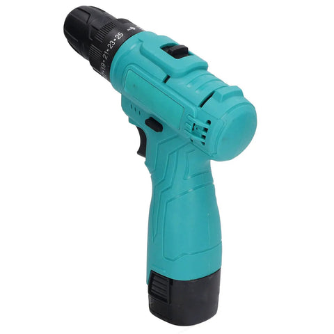 Tough As Nails Cordless Impact Driver Drill Packing Serious High Torque Kick And Smooth Variable Speed Control Up To 1550 RPM side view of turquoise handheld tool