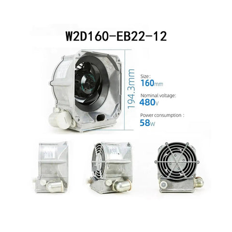 Heavy Duty Servo Spindle Motor Controller W2D160EB2212 400VAC 0.25A Featuring Quiet Cooling Fan And Robust Circuitry side view showing cooling fan and dimensions